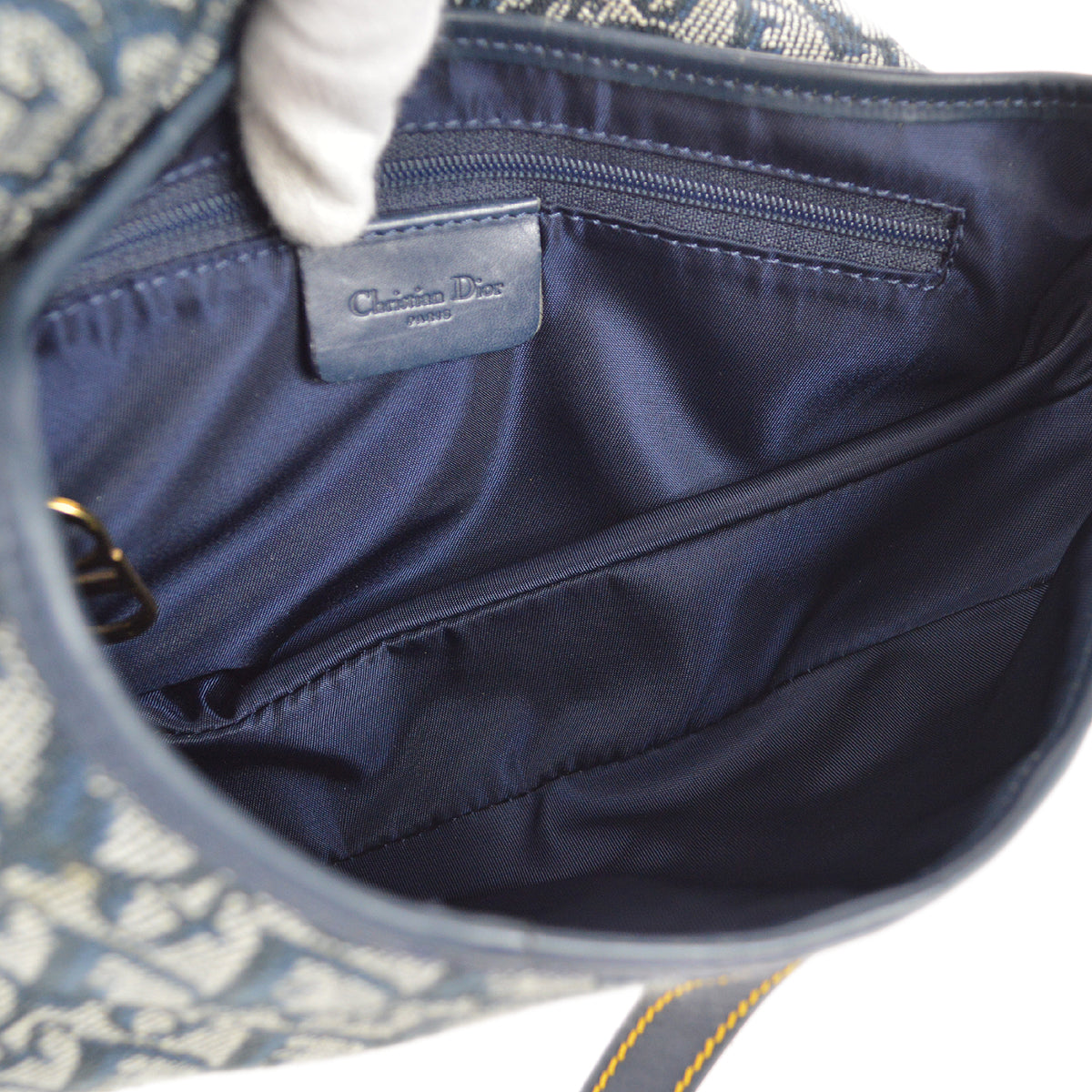 CHRISTIAN DIOR 2001 Trotter Saddle Bag Medium Navy 67967