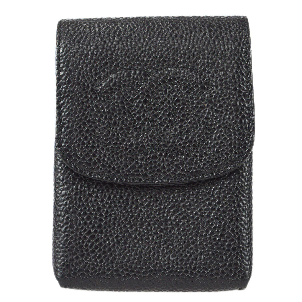 Chanel Cigarette Case Pouch Bag Caviar Black