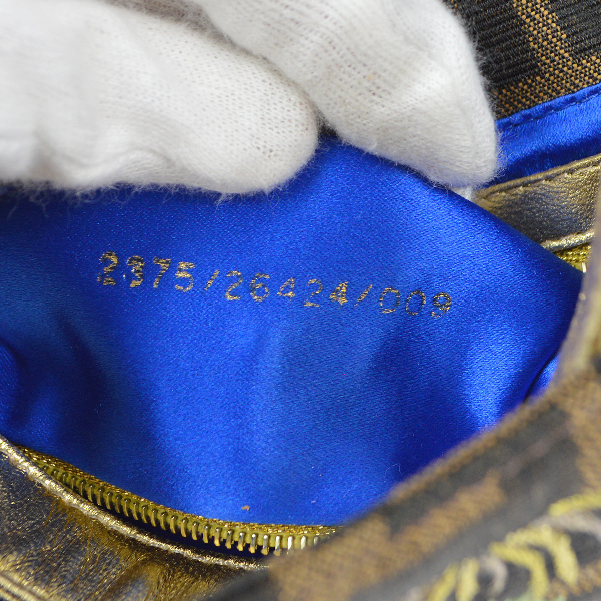 FENDI Embroidered Zucca Baguette Handbag Brown Gold 97872