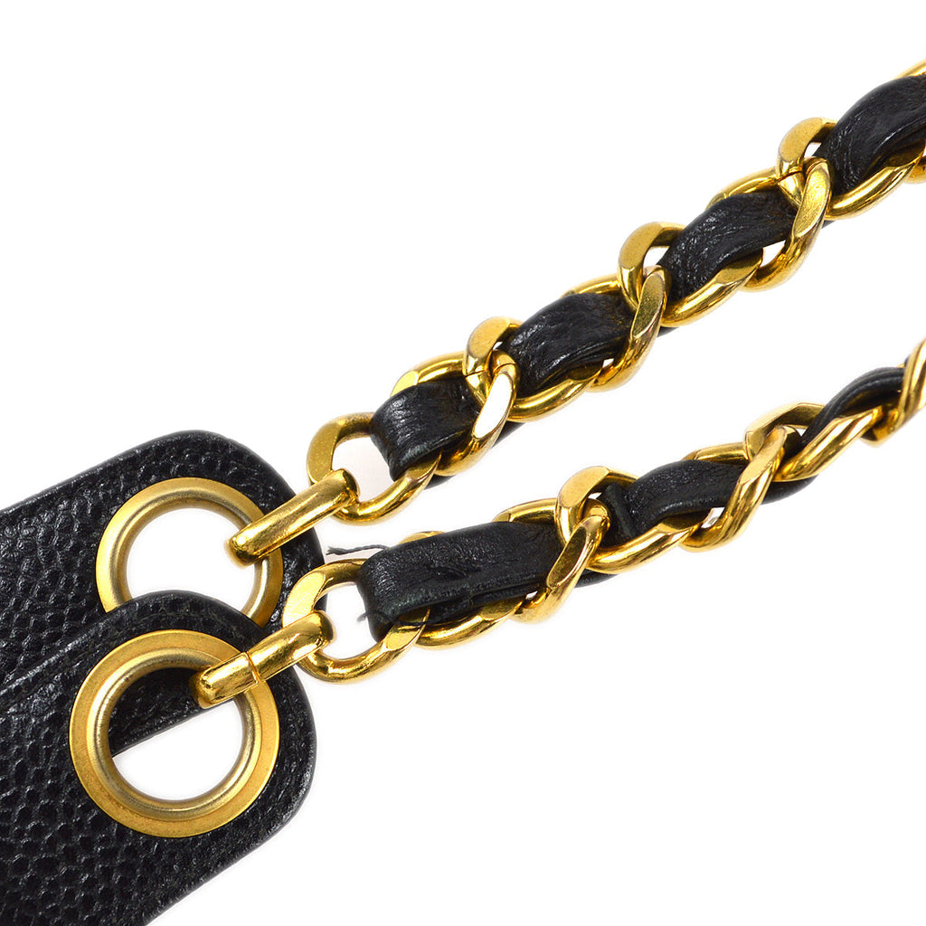 Chanel Bucket Drawstring Chain Shoulder Bag Black Caviar