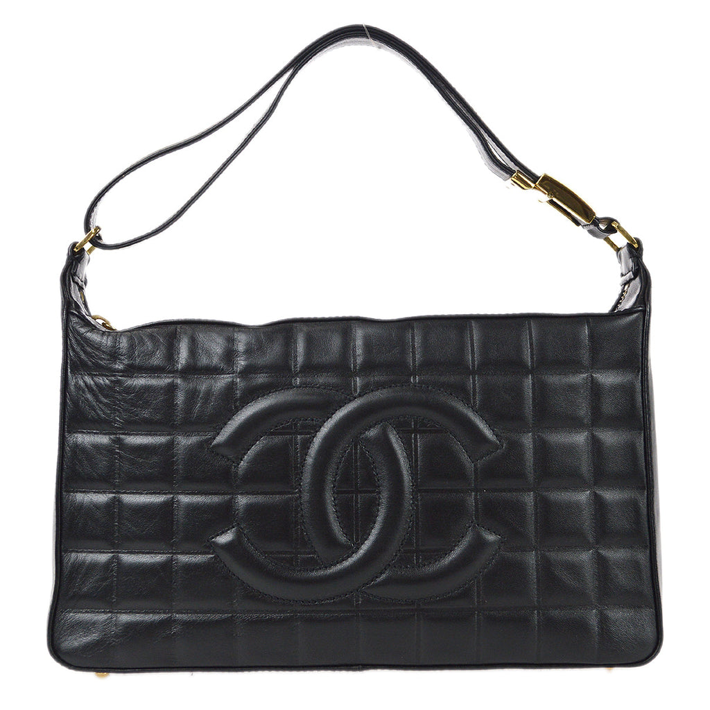 Chanel Choco Bar Shoulder Bag Black Lambskin