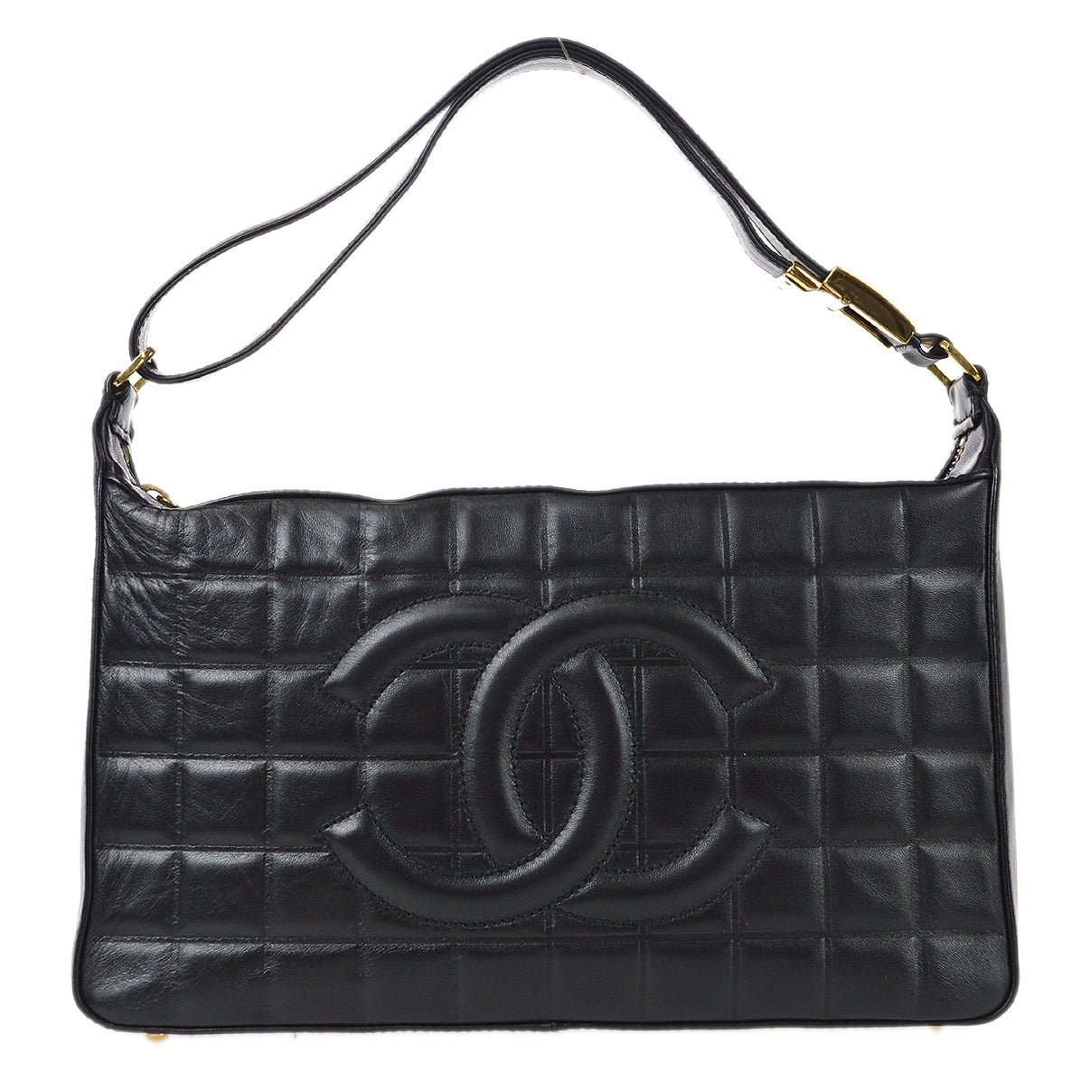 Chanel Choco Bar Shoulder Bag Black Lambskin