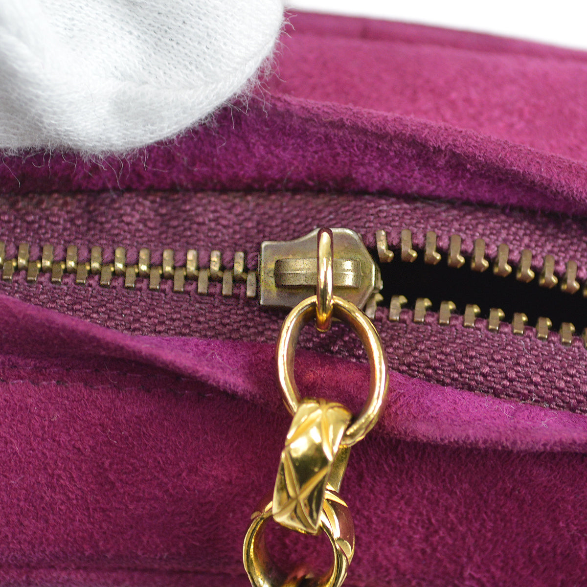 Chanel 1991-1994 Chevron Stitch Pocket Camera Bag Mini Lambskin Suede