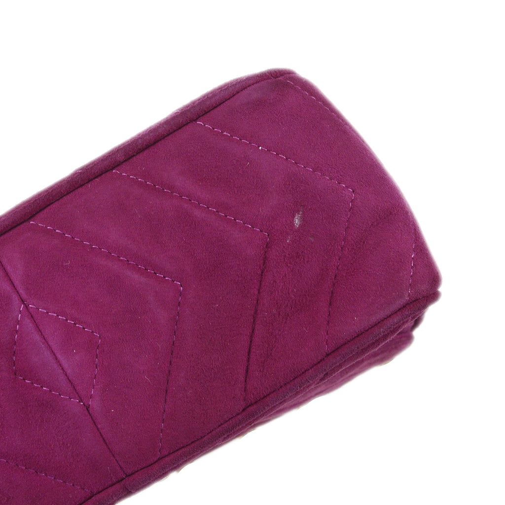 Chanel 1991-1994 Chevron Stitch Pocket Camera Bag Mini Lambskin Suede