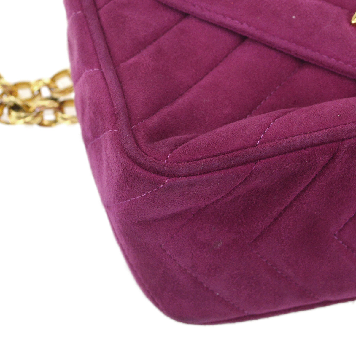 Chanel 1991-1994 Chevron Stitch Pocket Camera Bag Mini Lambskin Suede