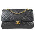 Chanel Classic Double Medium Shoulder Bag Black Lambskin