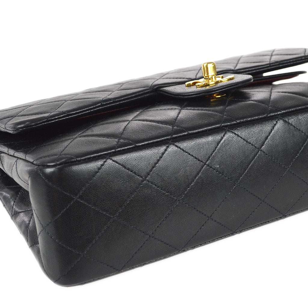 Chanel Classic Double Medium Shoulder Bag Black Lambskin