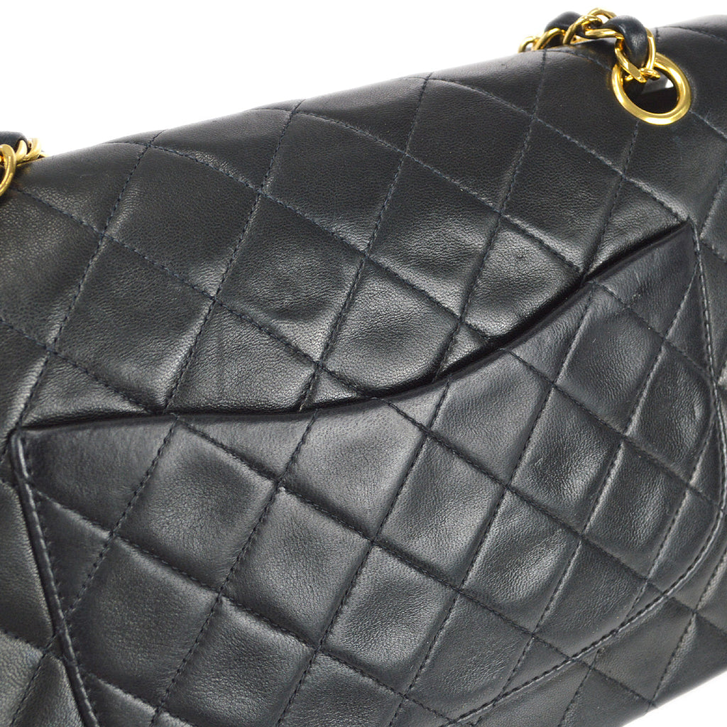 Chanel Classic Double Medium Shoulder Bag Black Lambskin