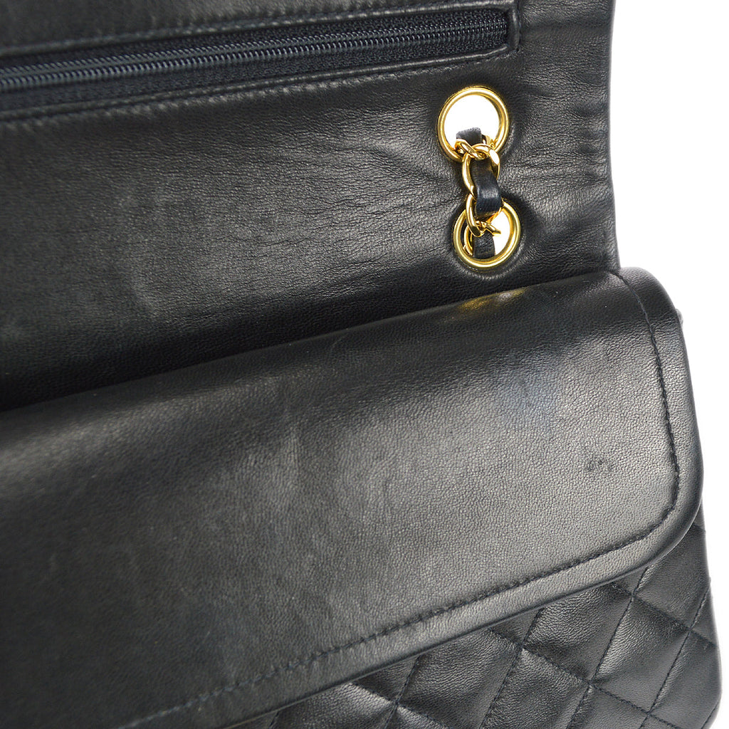 Chanel Classic Double Medium Shoulder Bag Black Lambskin