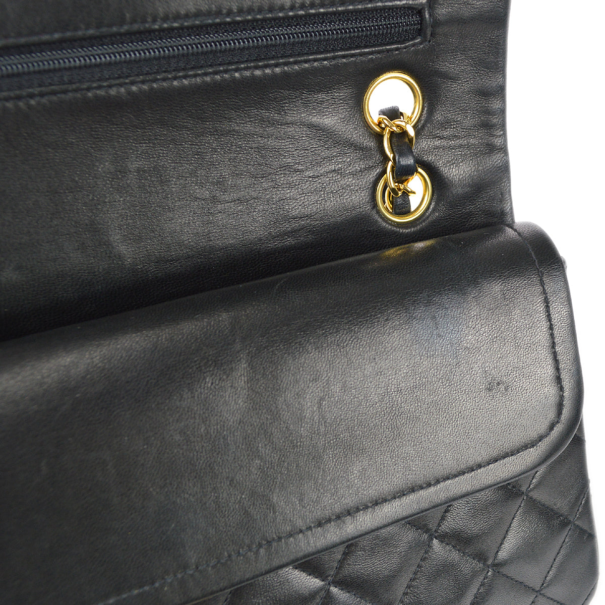 Chanel Classic Double Medium Shoulder Bag Black Lambskin