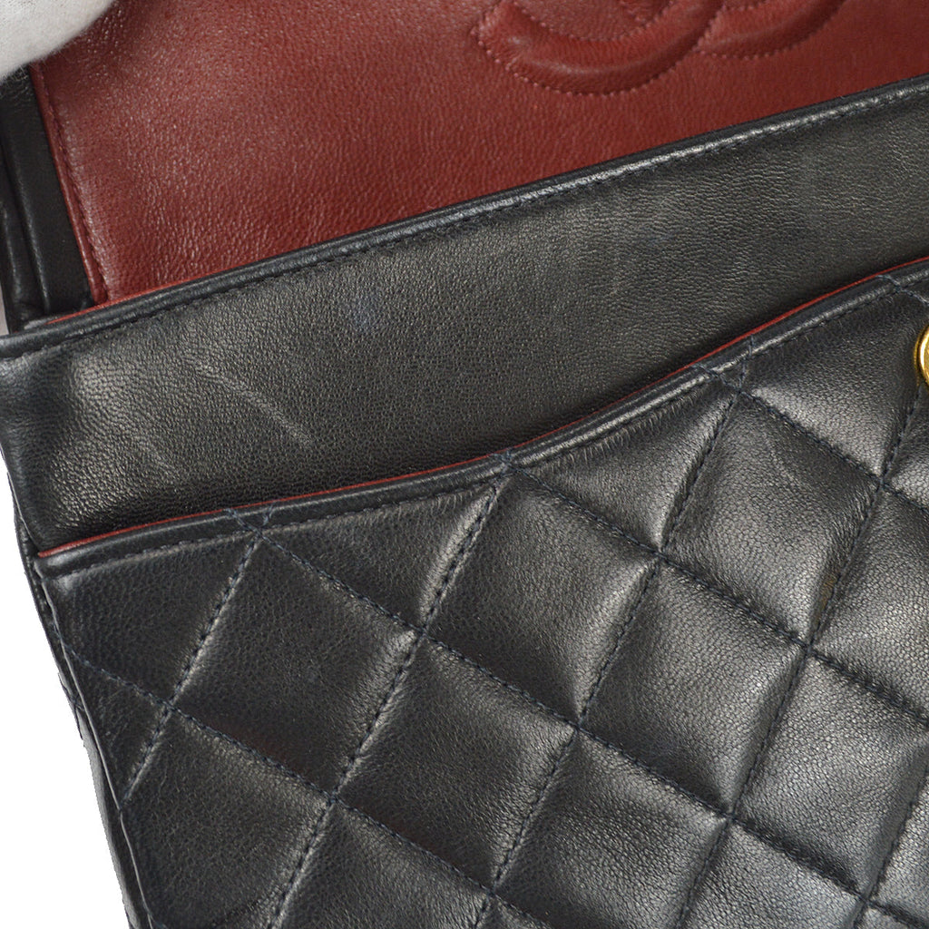 Chanel Classic Double Medium Shoulder Bag Black Lambskin