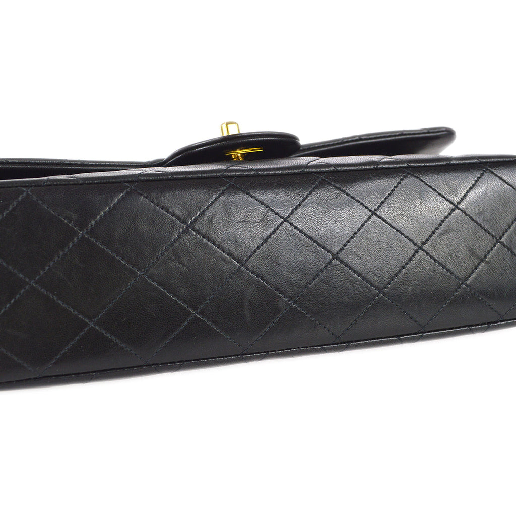 Chanel Classic Double Medium Shoulder Bag Black Lambskin