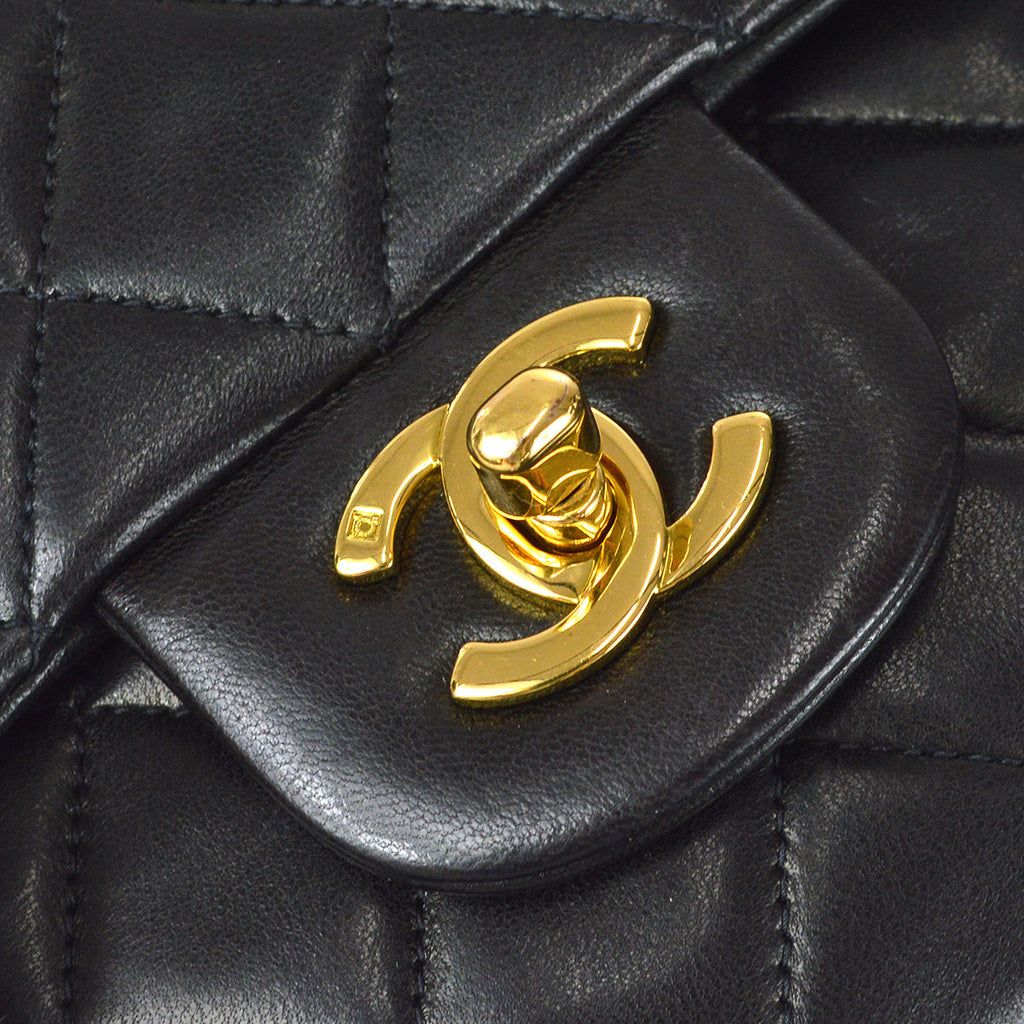 Chanel Classic Double Medium Shoulder Bag Black Lambskin