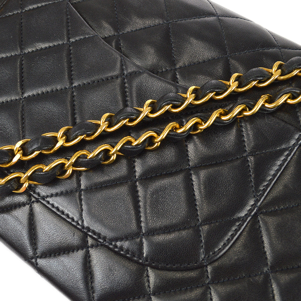 Chanel Classic Double Medium Shoulder Bag Black Lambskin