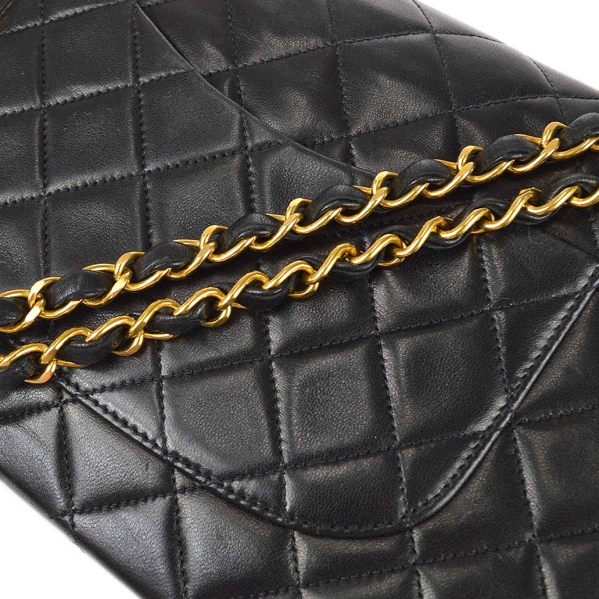 Chanel Classic Double Medium Shoulder Bag Black Lambskin