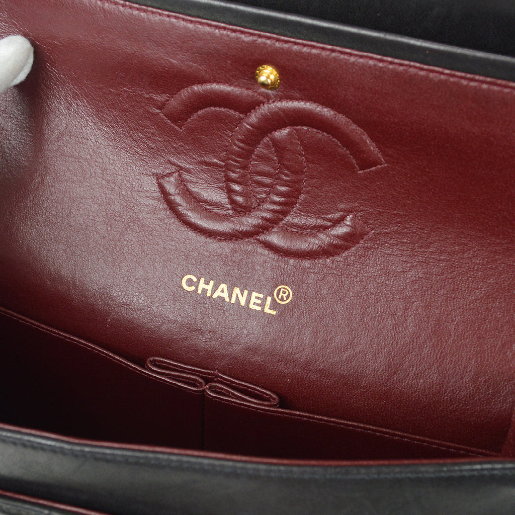 Chanel Classic Double Medium Shoulder Bag Black Lambskin