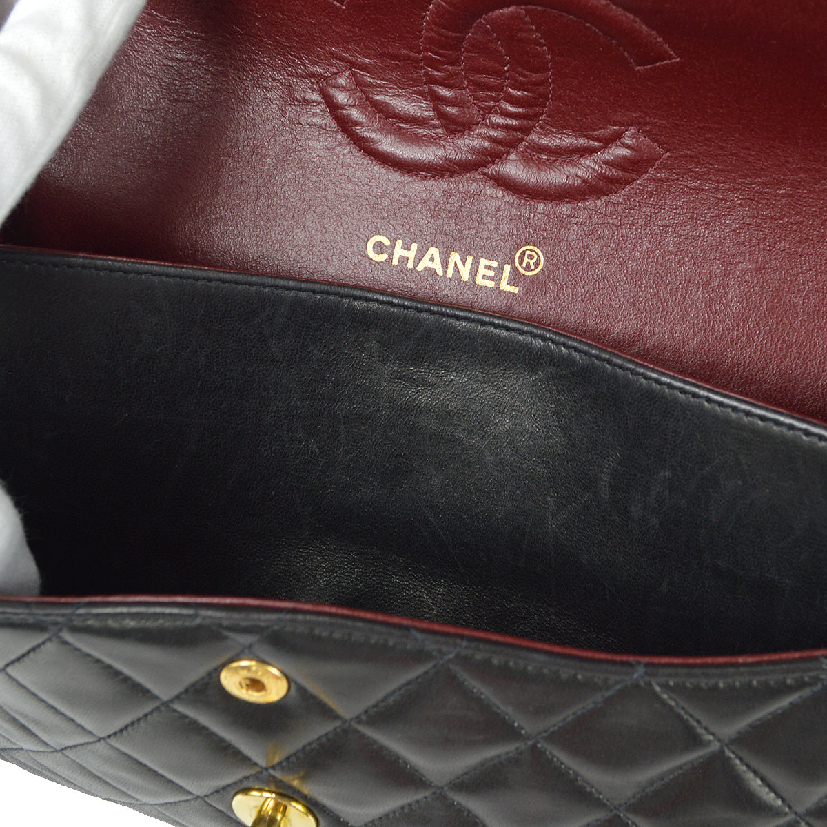Chanel Classic Double Medium Shoulder Bag Black Lambskin