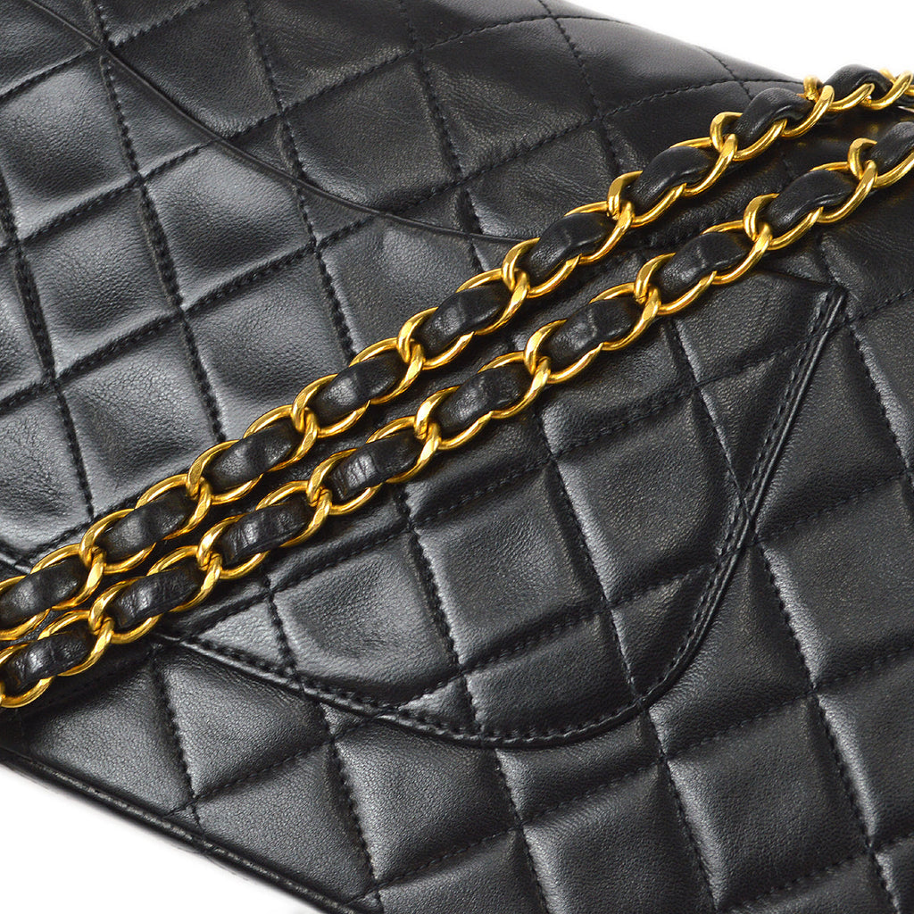 Chanel Classic Double Medium Shoulder Bag Black Lambskin