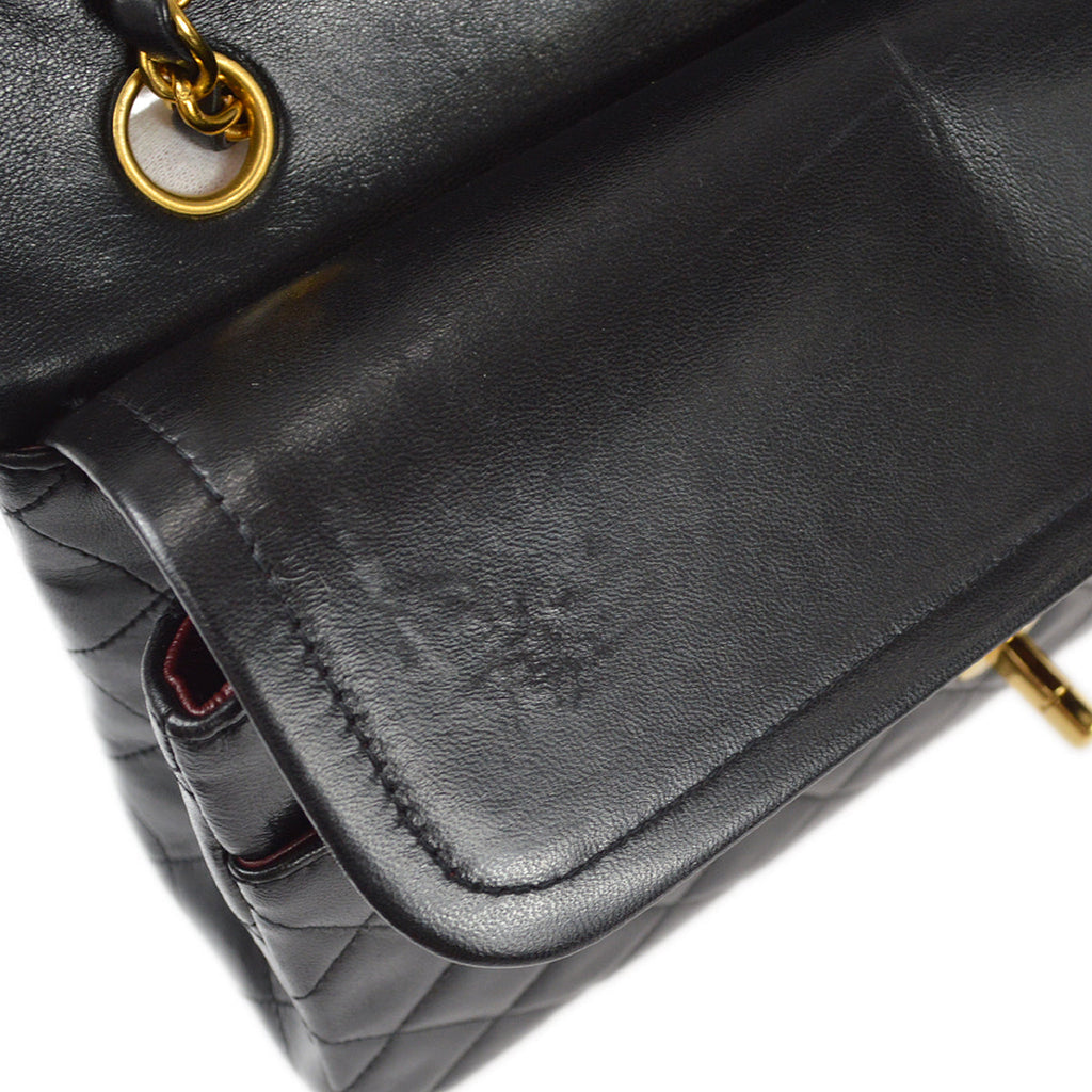 Chanel Classic Double Medium Shoulder Bag Black Lambskin