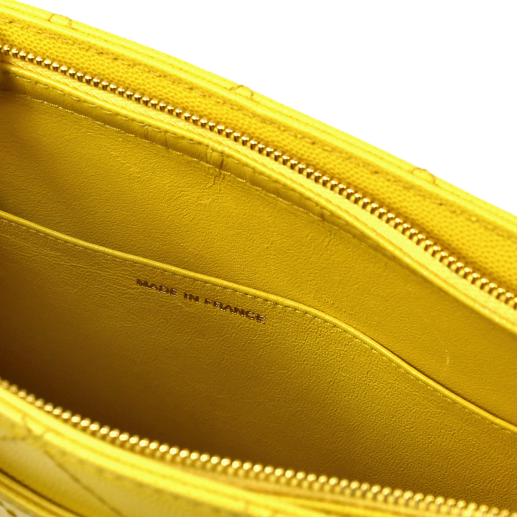 Chanel Chain Tote Handbag Yellow Caviar