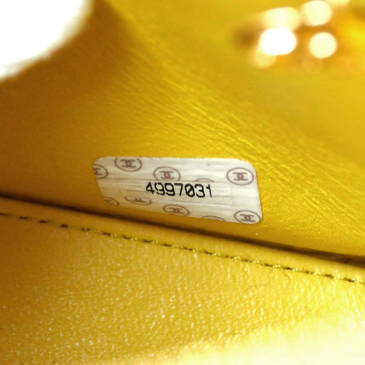 Chanel Chain Tote Handbag Yellow Caviar