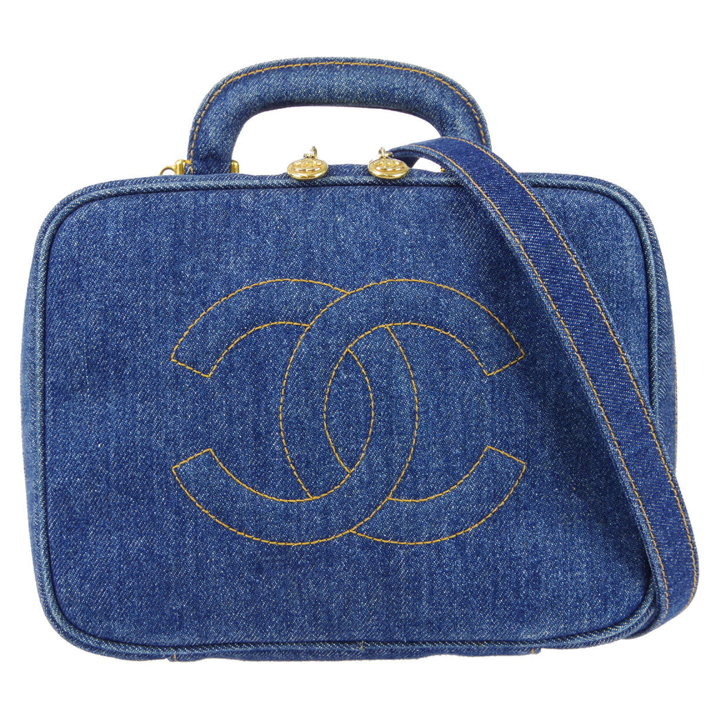 Chanel 1996-1997 Timeless Lunch Box Vanity Handbag 24 Denim