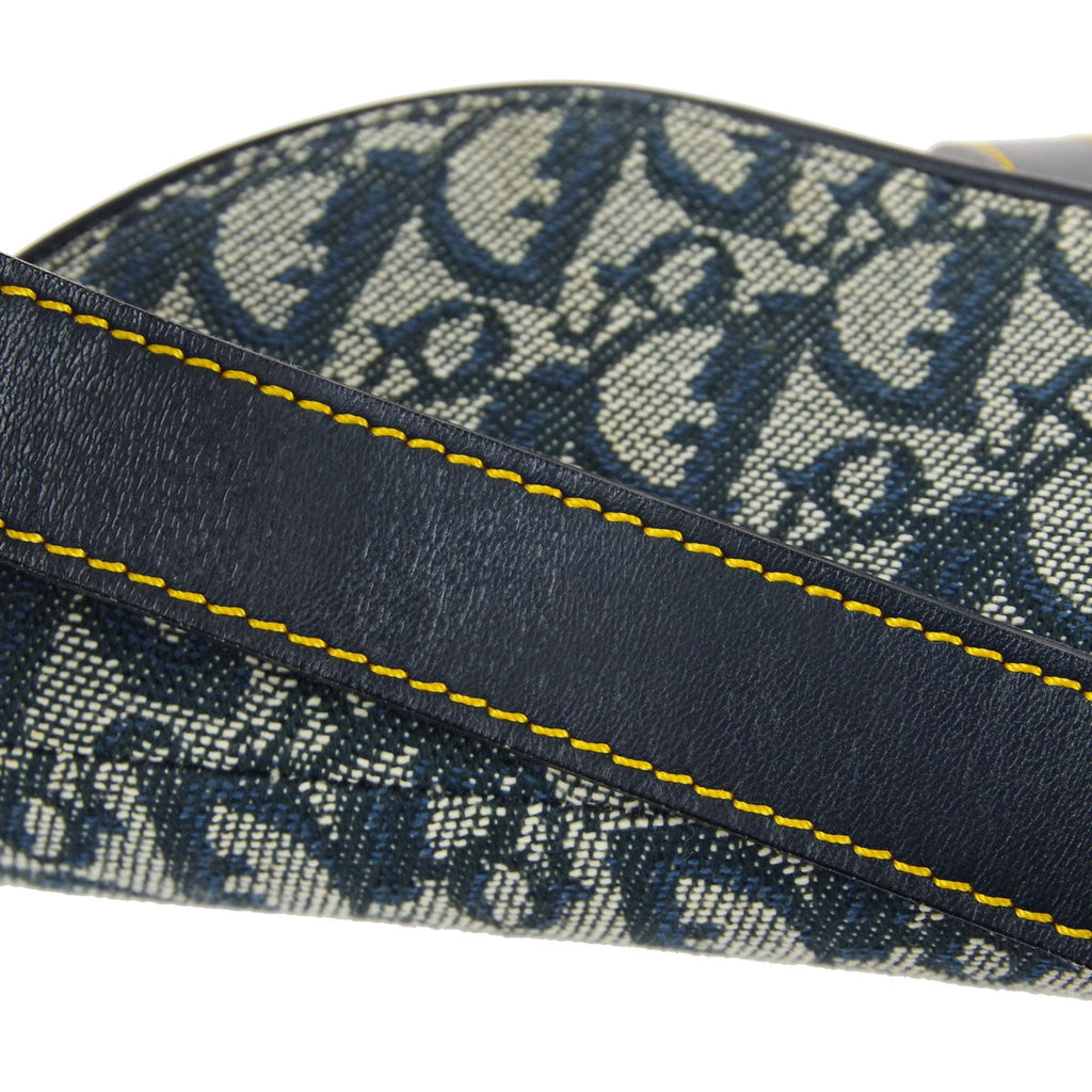 CHRISTIAN DIOR Trotter Saddle Handbag Navy 97774