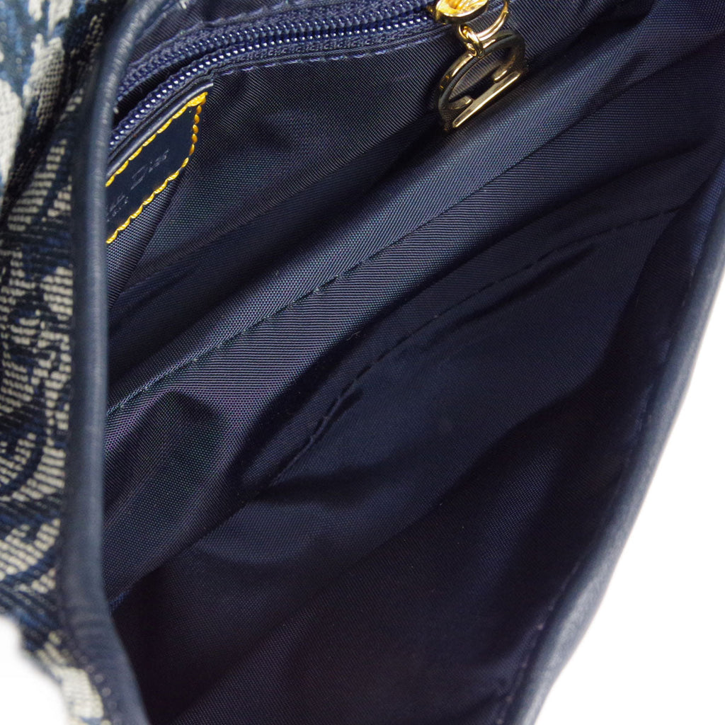 CHRISTIAN DIOR Trotter Saddle Handbag Navy 97774