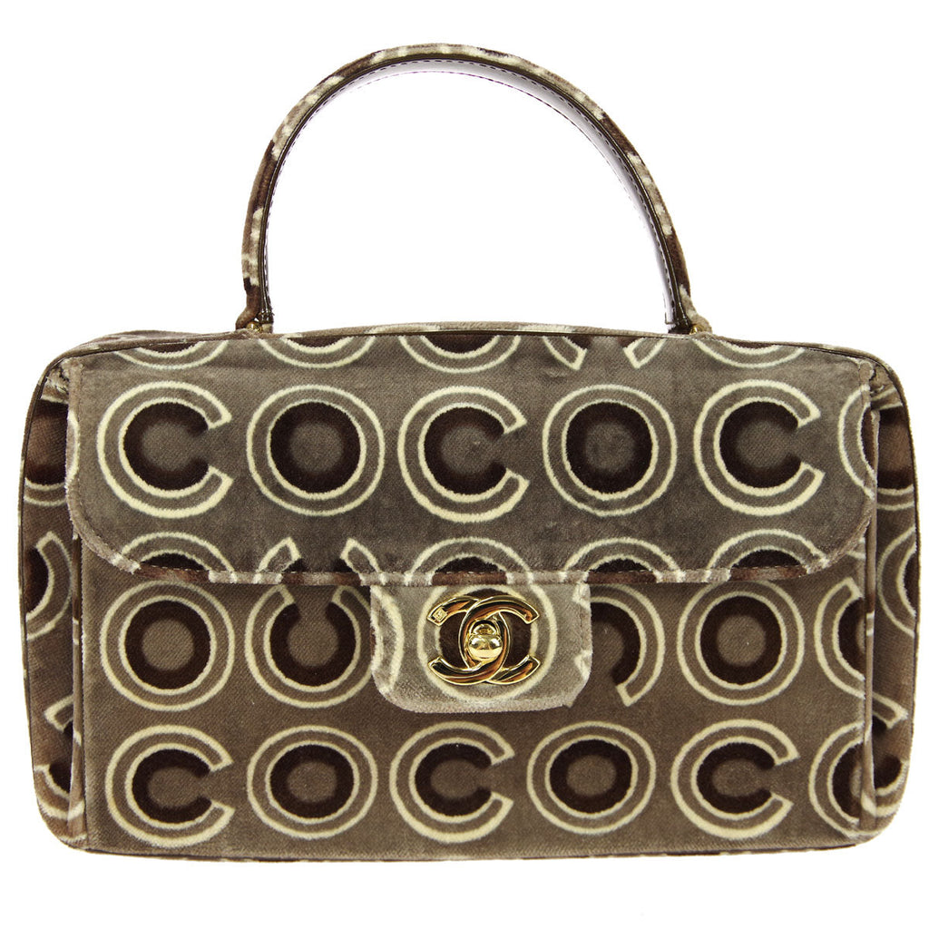 Chanel 2001 COCO Handbag Gray Velvet