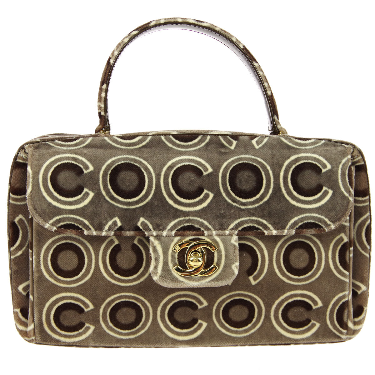 Chanel 2001 COCO Handbag Gray Velvet