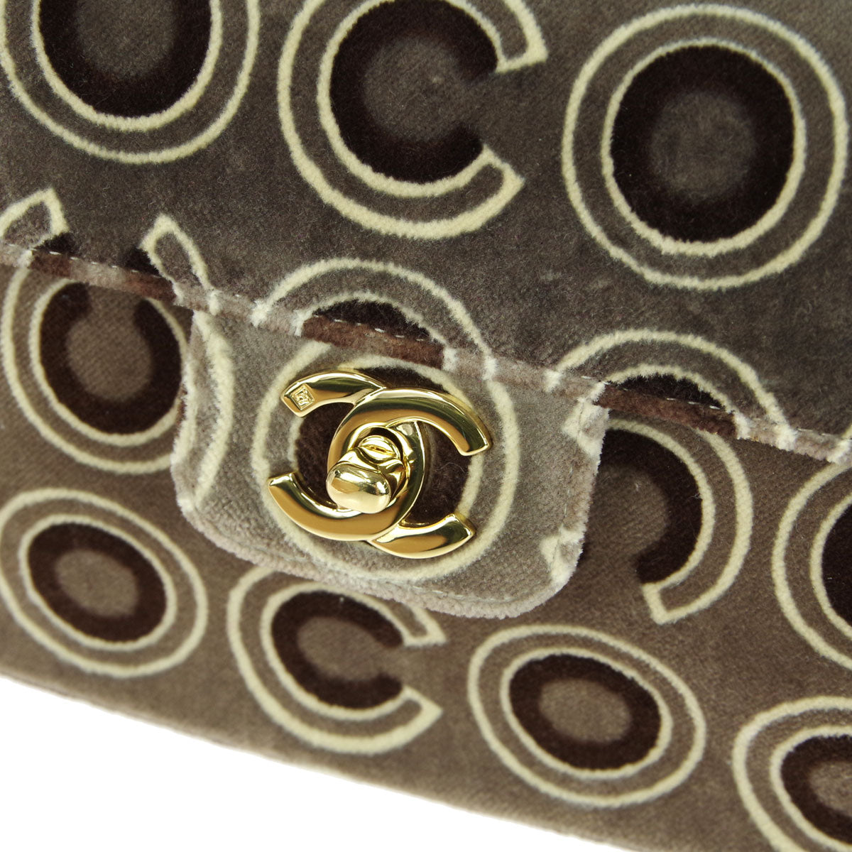 Chanel 2001 COCO Handbag Gray Velvet