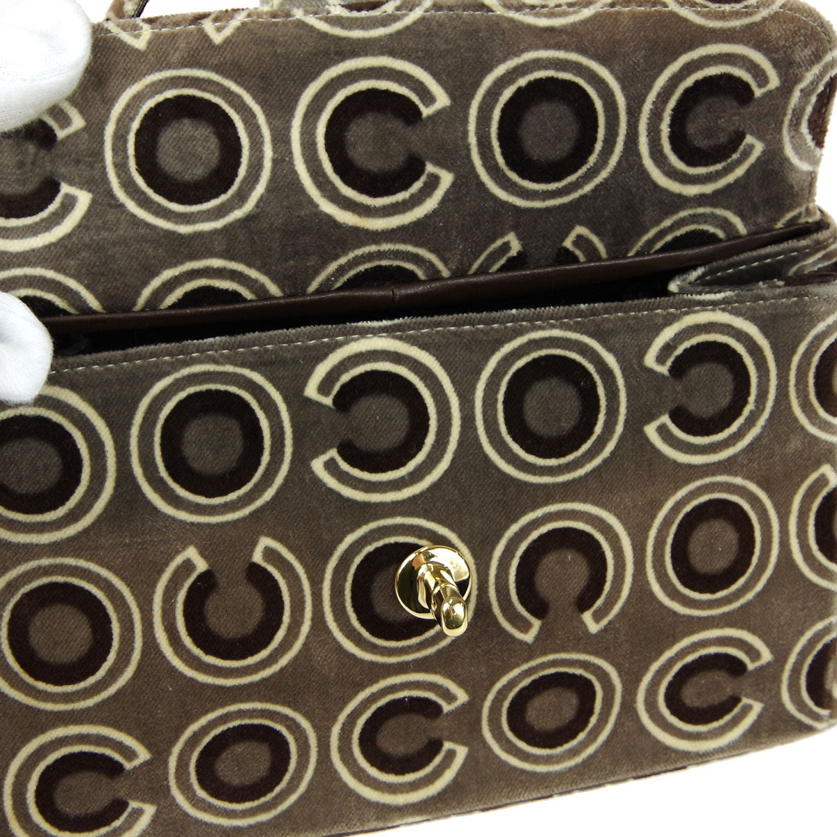 Chanel 2001 COCO Handbag Gray Velvet