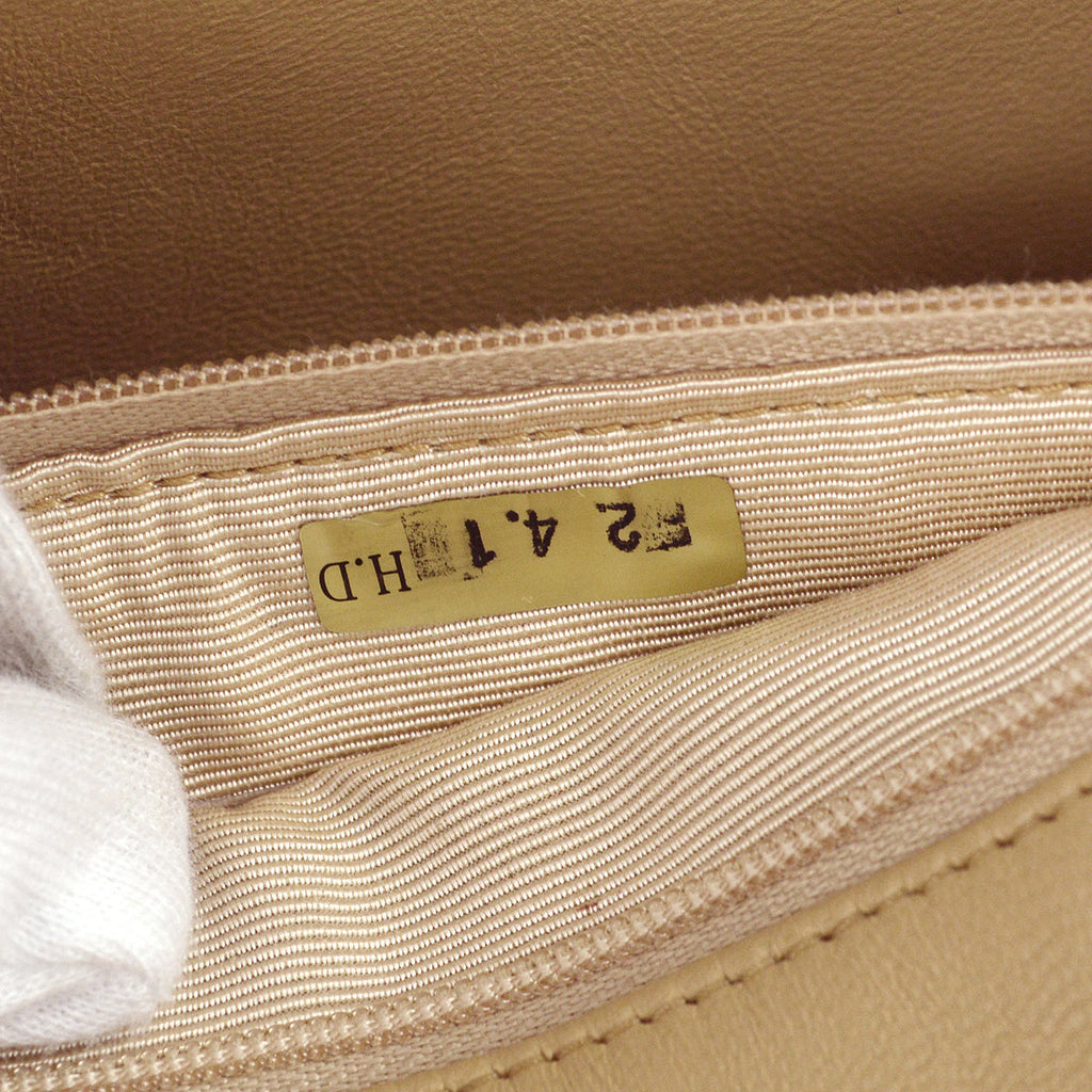 Chanel Full Flap Chain Shoulder Bag Beige Lambskin