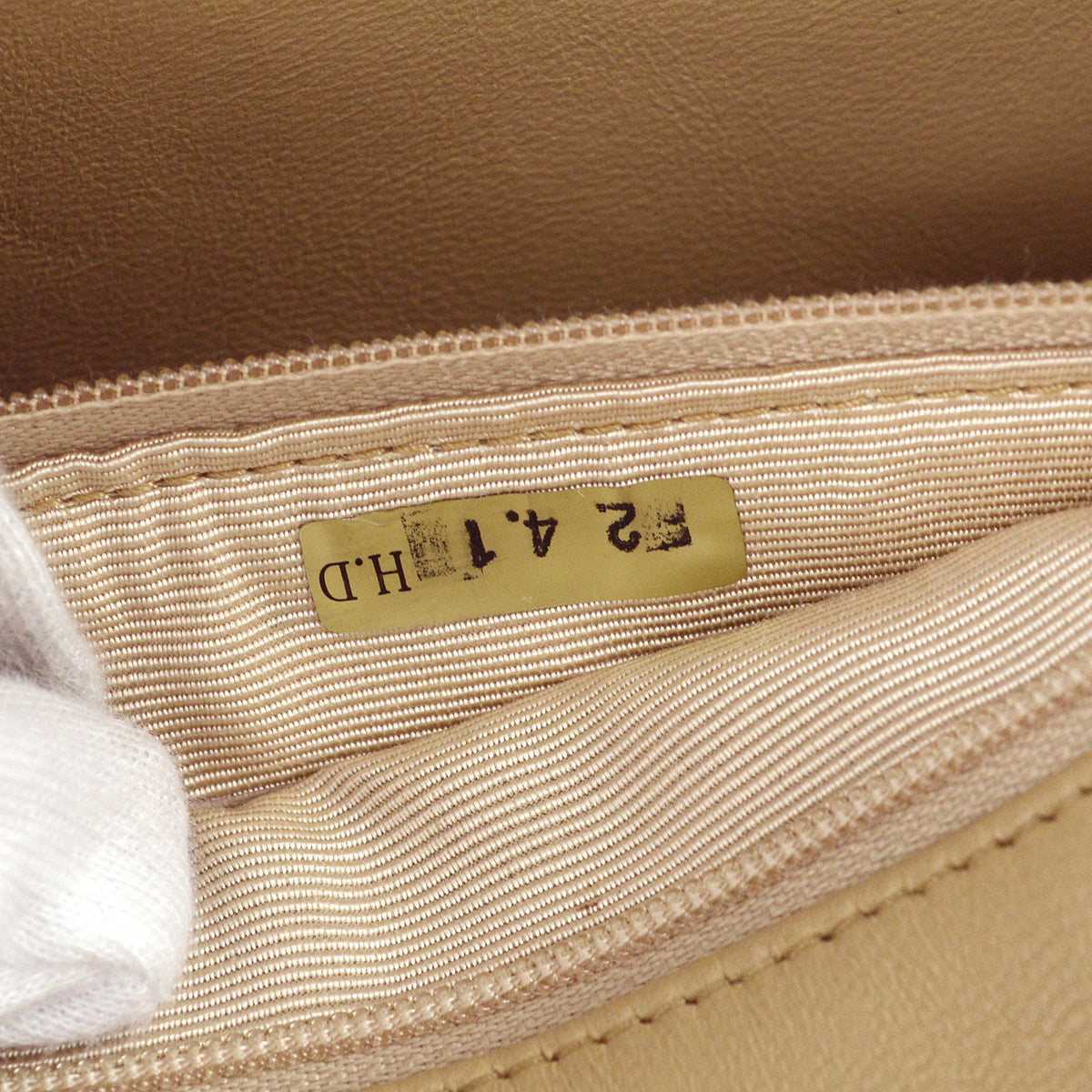 Chanel Full Flap Chain Shoulder Bag Beige Lambskin