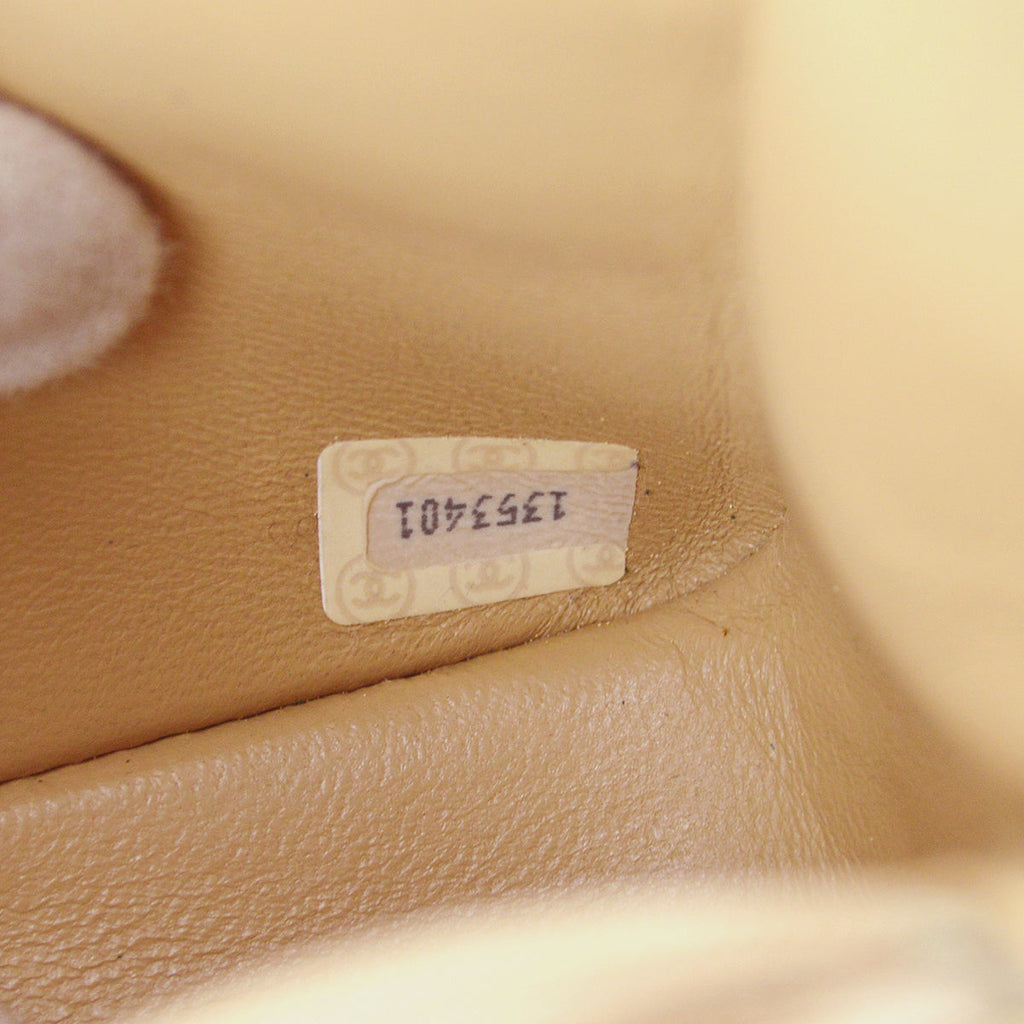 Chanel Full Flap Chain Shoulder Bag Beige Lambskin
