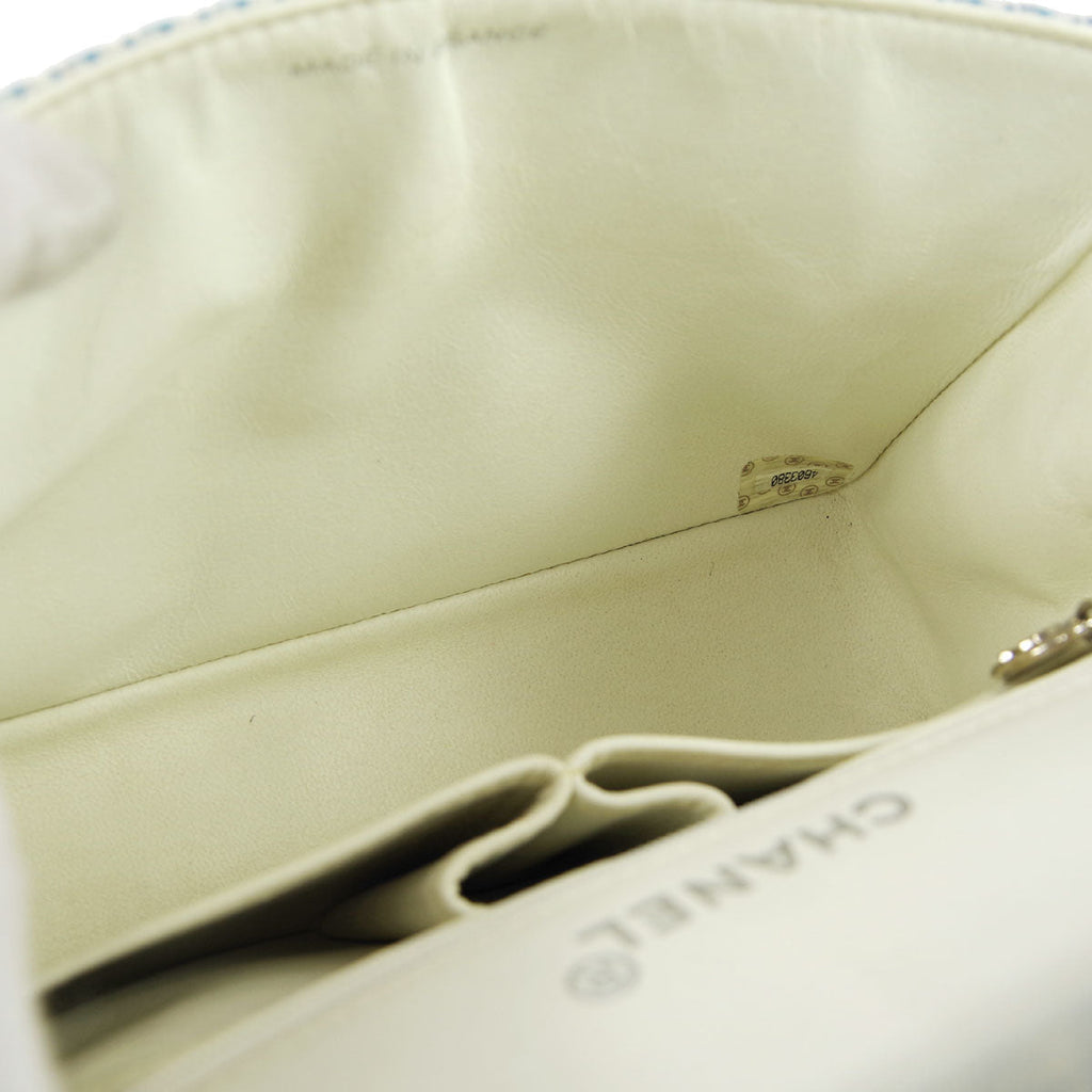 Chanel Straight Flap Double Chain Shoulder Bag Blue White
