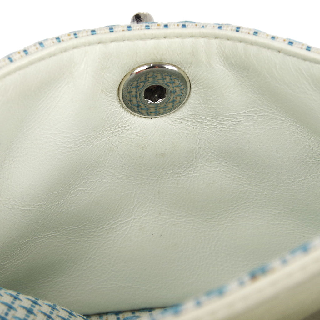 Chanel Straight Flap Double Chain Shoulder Bag Blue White