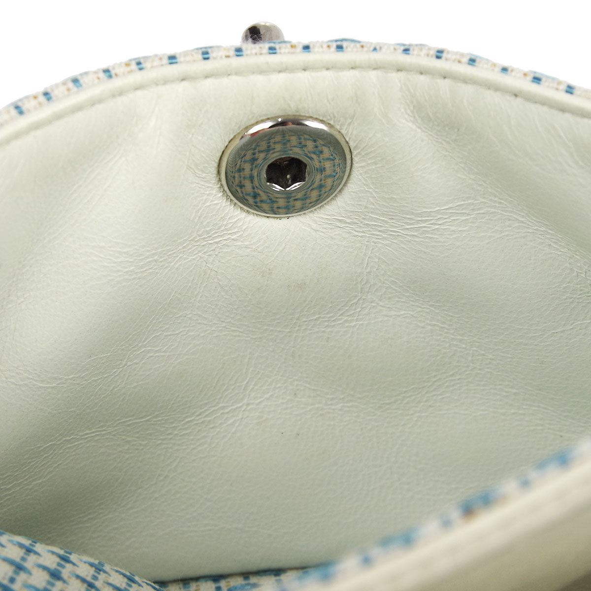 Chanel Straight Flap Double Chain Shoulder Bag Blue White