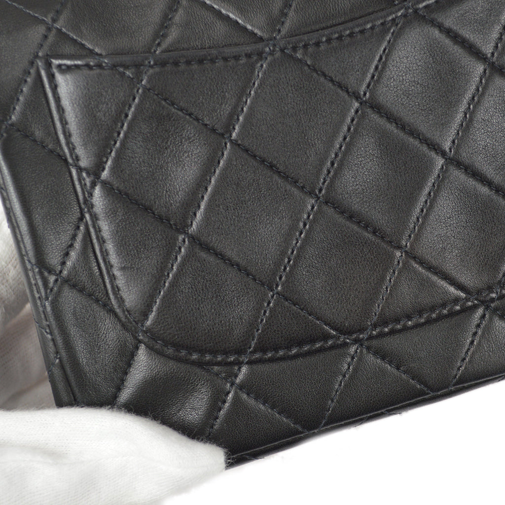Chanel 1997-1999 Classic Flap Mini Square Chain Shoulder Bag Black Lambskin