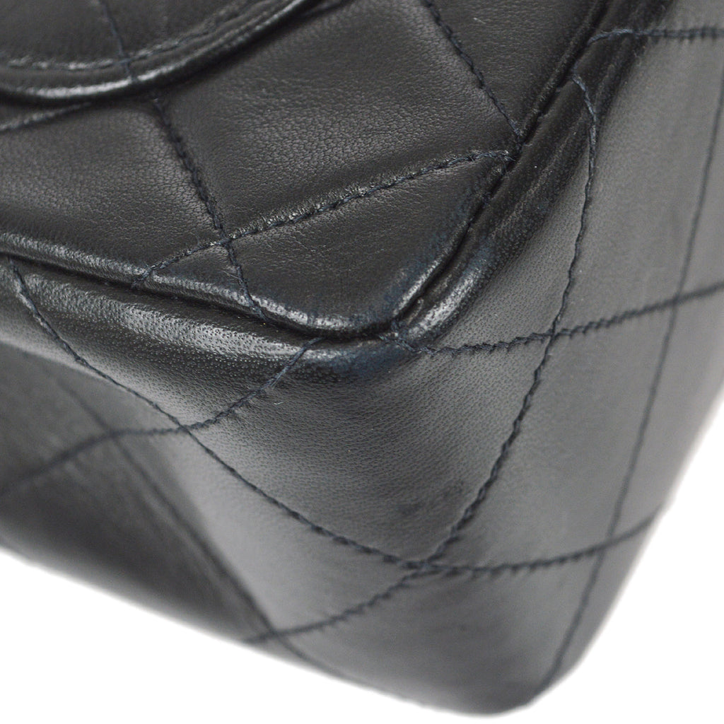 Chanel 1997-1999 Classic Flap Mini Square Chain Shoulder Bag Black Lambskin