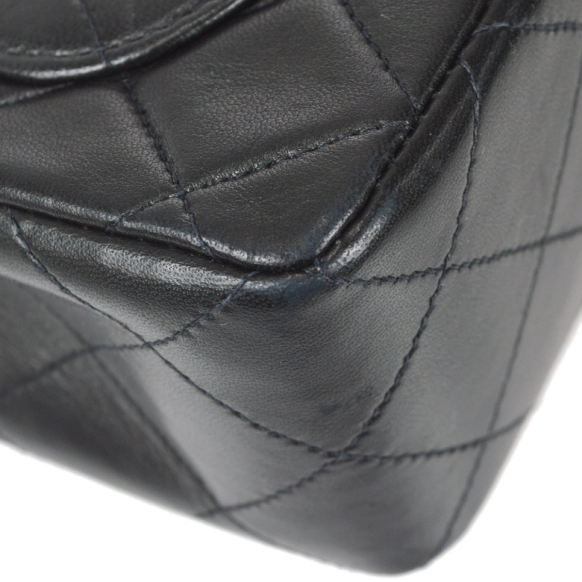Chanel 1997-1999 Classic Flap Mini Square Chain Shoulder Bag Black Lambskin