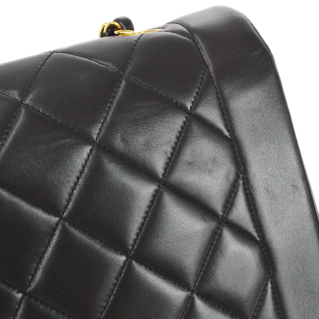 Chanel 1991-1994 Black Lambskin Medium Diana Flap Bag