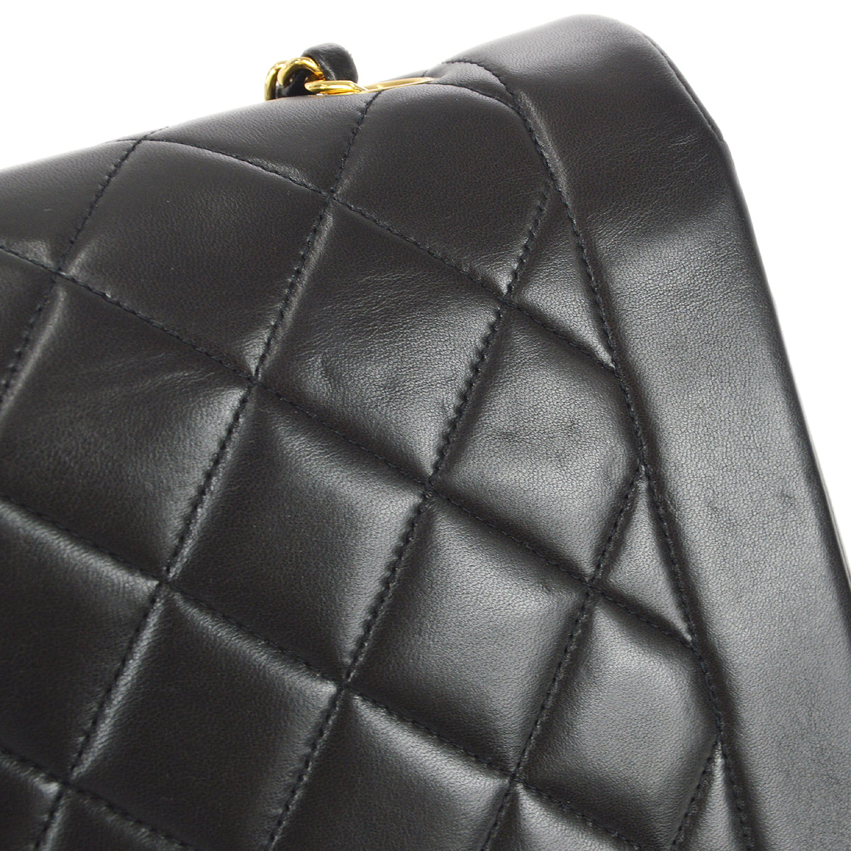 Chanel 1991-1994 Black Lambskin Medium Diana Flap Bag