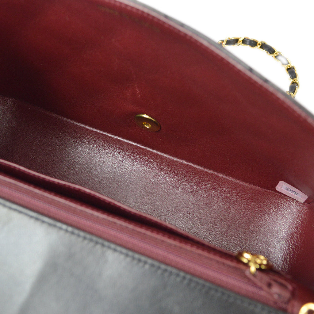 Chanel 1991-1994 Black Lambskin Medium Diana Flap Bag