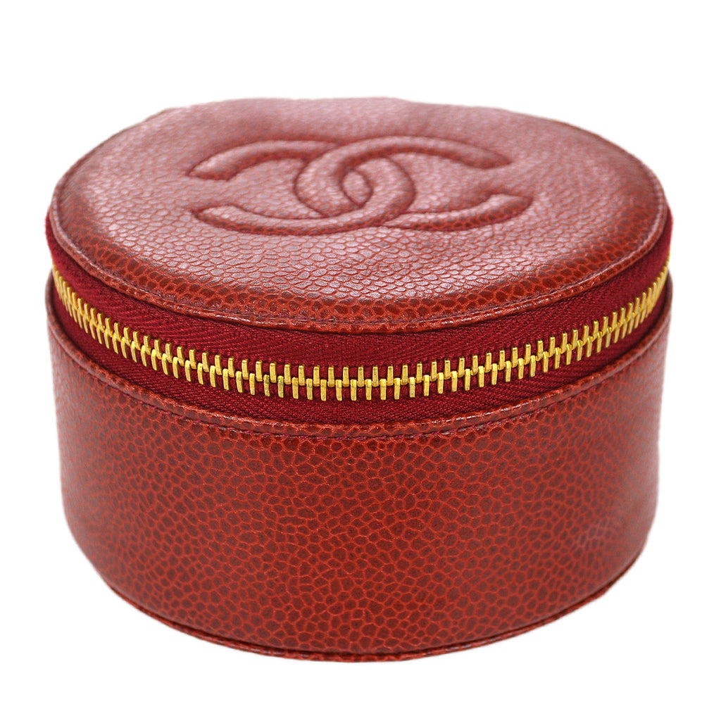 Chanel Jewelry Case Pouch Bag Red Caviar