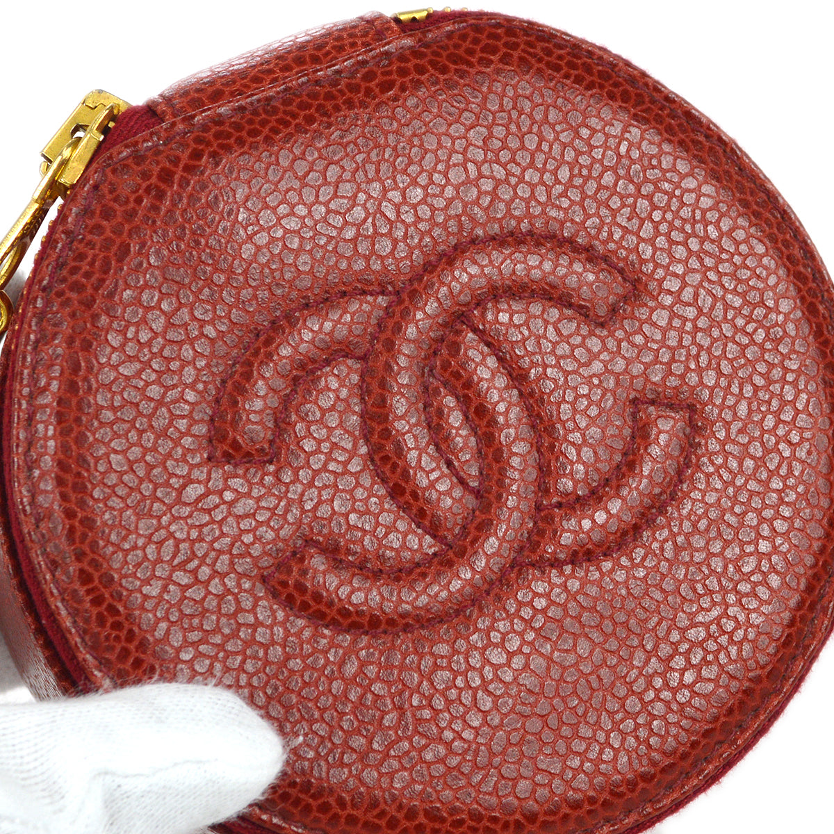 Chanel Jewelry Case Pouch Bag Red Caviar