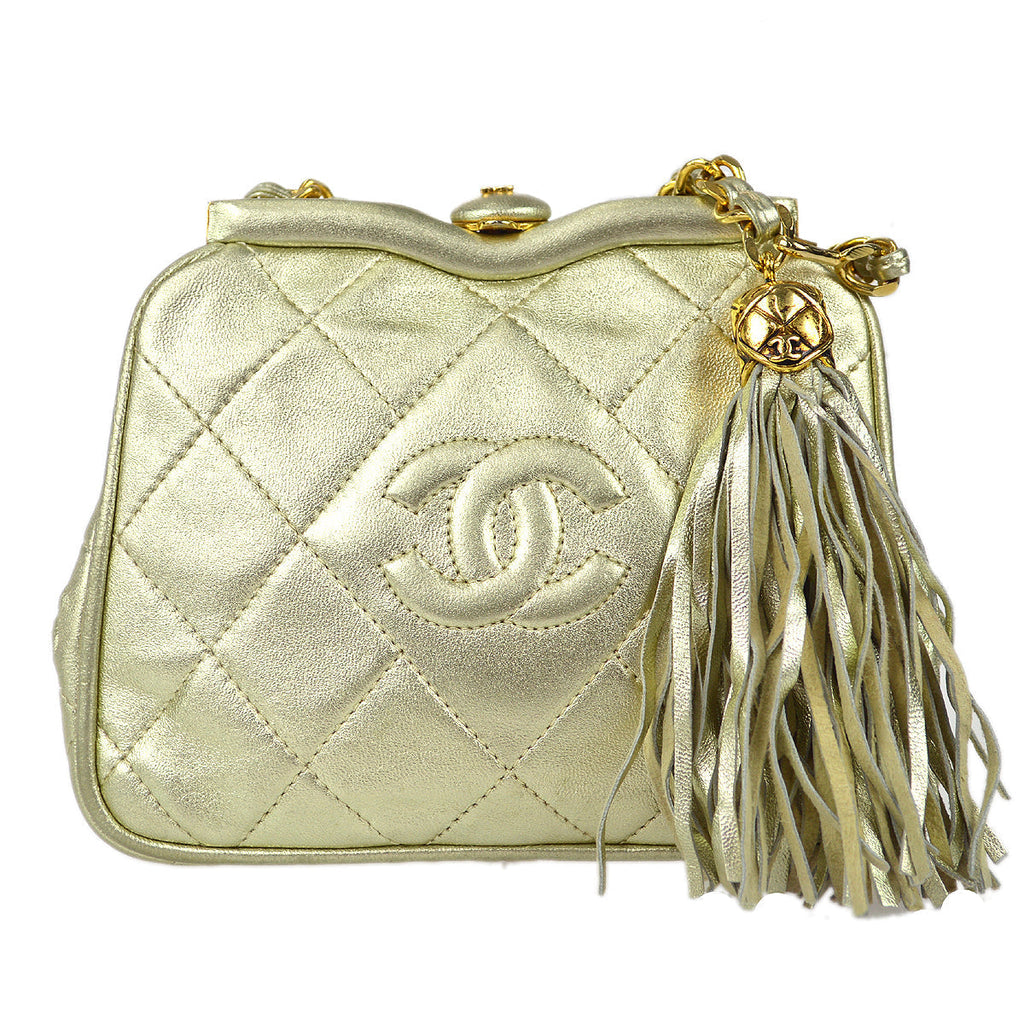 Chanel Fringe Chain Belt Bum Bag Gold Lambskin