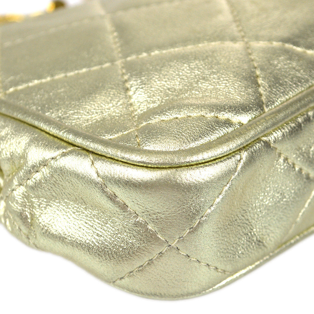 Chanel Fringe Chain Belt Bum Bag Gold Lambskin