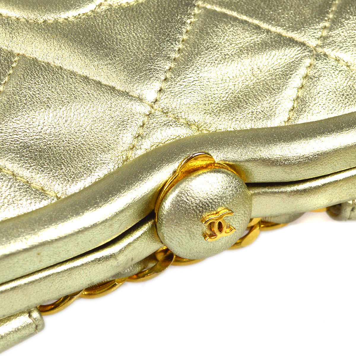 Chanel Fringe Chain Belt Bum Bag Gold Lambskin