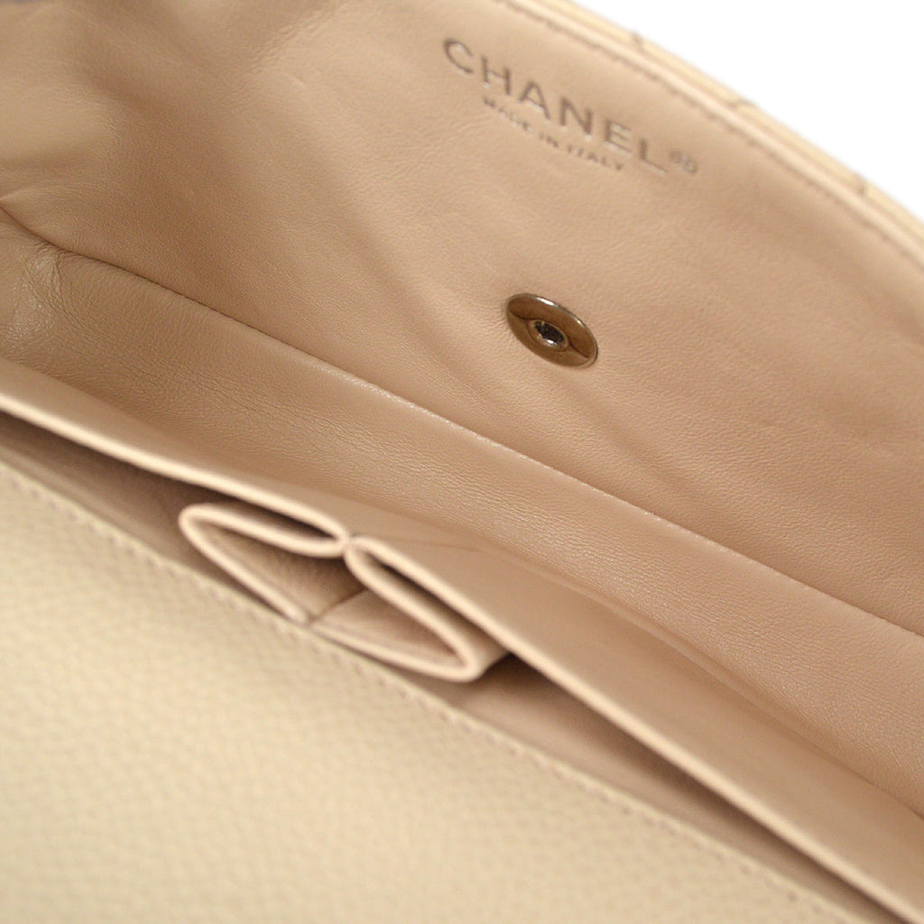 Chanel East West Shoulder Bag Beige Caviar
